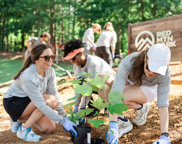 Protective employees volunteering.