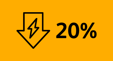 A graphic highlighting a 20% reduction in electricity usage.
